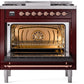 Ilve UP36FNMPBUP Nostalgie Ii 36 Inch Dual Fuel Natural Gas Freestanding Range In Burgundy With Copper Trim