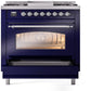 Ilve UP36FNMPMBCLP Nostalgie Ii 36 Inch Dual Fuel Liquid Propane Freestanding Range In Blue With Chrome Trim