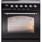 Ilve UPI304NMPBKC Nostalgie Ii 30 Inch Electric Freestanding Range In Glossy Black With Chrome Trim