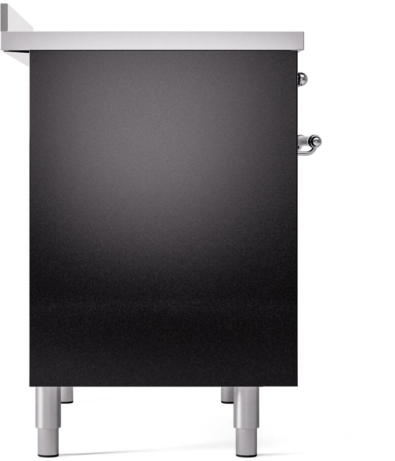 Ilve UPDI406NMPBKC Nostalgie Ii 40 Inch Electric Freestanding Range In Glossy Black With Chrome Trim