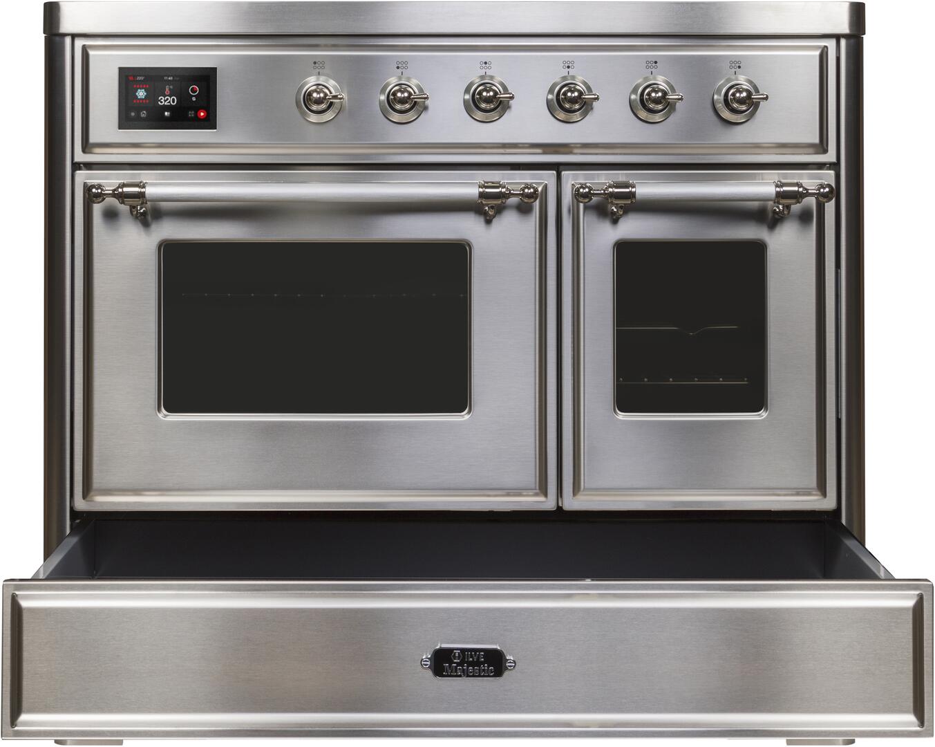 Ilve UMDI10NS3SSC Majestic Ii 40 Inch Electric Freestanding Range In Stainless Steel With Chrome Trim