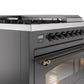 Ilve UP48FSNMPMGB Nostalgie Ii 48 Inch Dual Fuel Natural Gas Freestanding Range In Matte Graphite With Bronze Trim