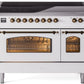 Ilve UPI486NMPWHB Nostalgie Ii 48 Inch Electric Freestanding Range In White With Bronze Trim