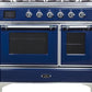 Ilve UMD10FDNS3MBCLP Majestic Ii 40 Inch Dual Fuel Liquid Propane Freestanding Range In Blue With Chrome Trim