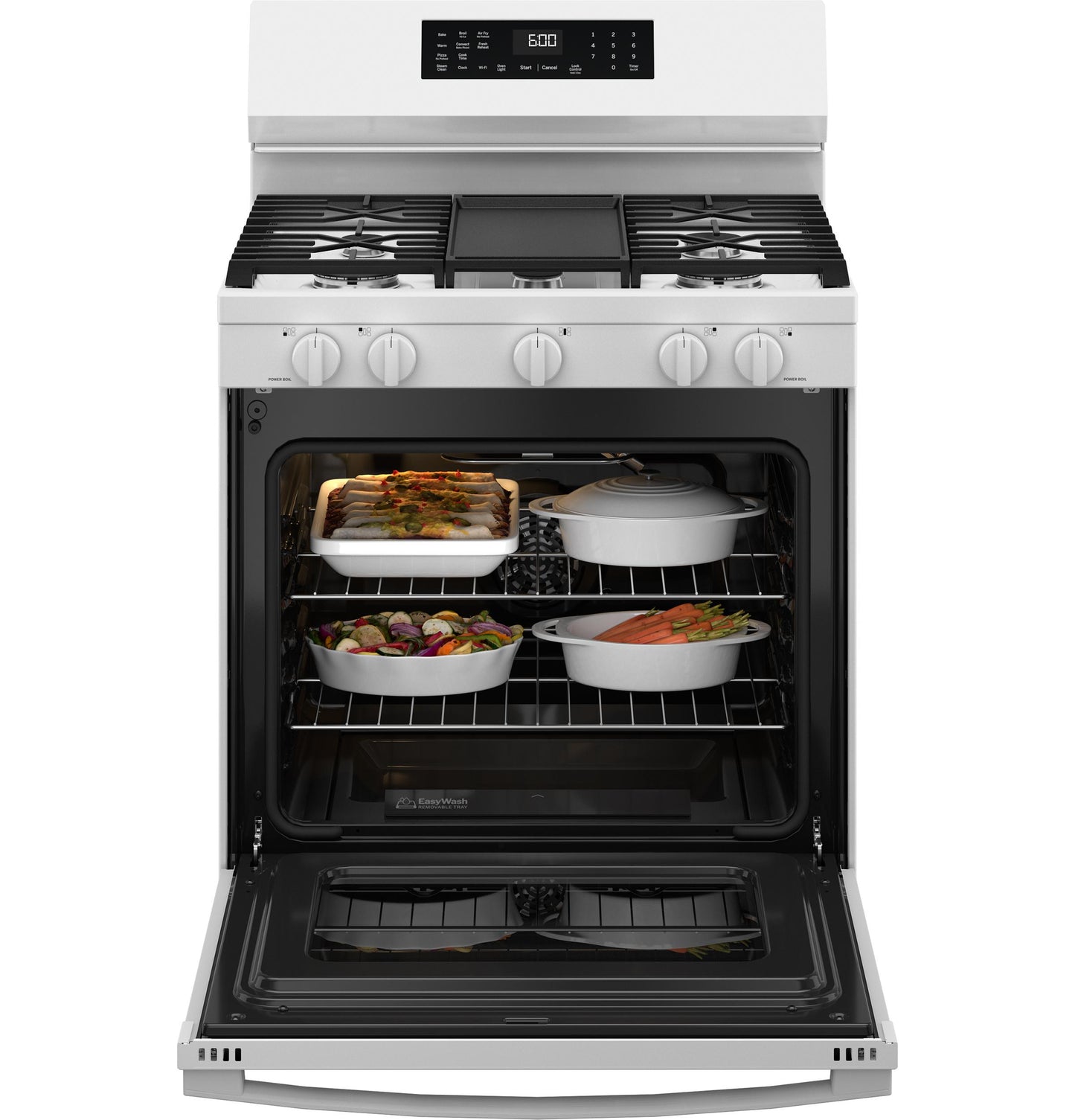 Ge Appliances GGF600AVWW Ge® 30" Free-Standing Gas Convection Range With No Preheat Air Fry And Easywash&#8482; Oven Tray