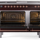 Ilve UP48FSNMPBUPLP Nostalgie Ii 48 Inch Dual Fuel Liquid Propane Freestanding Range In Burgundy With Copper Trim