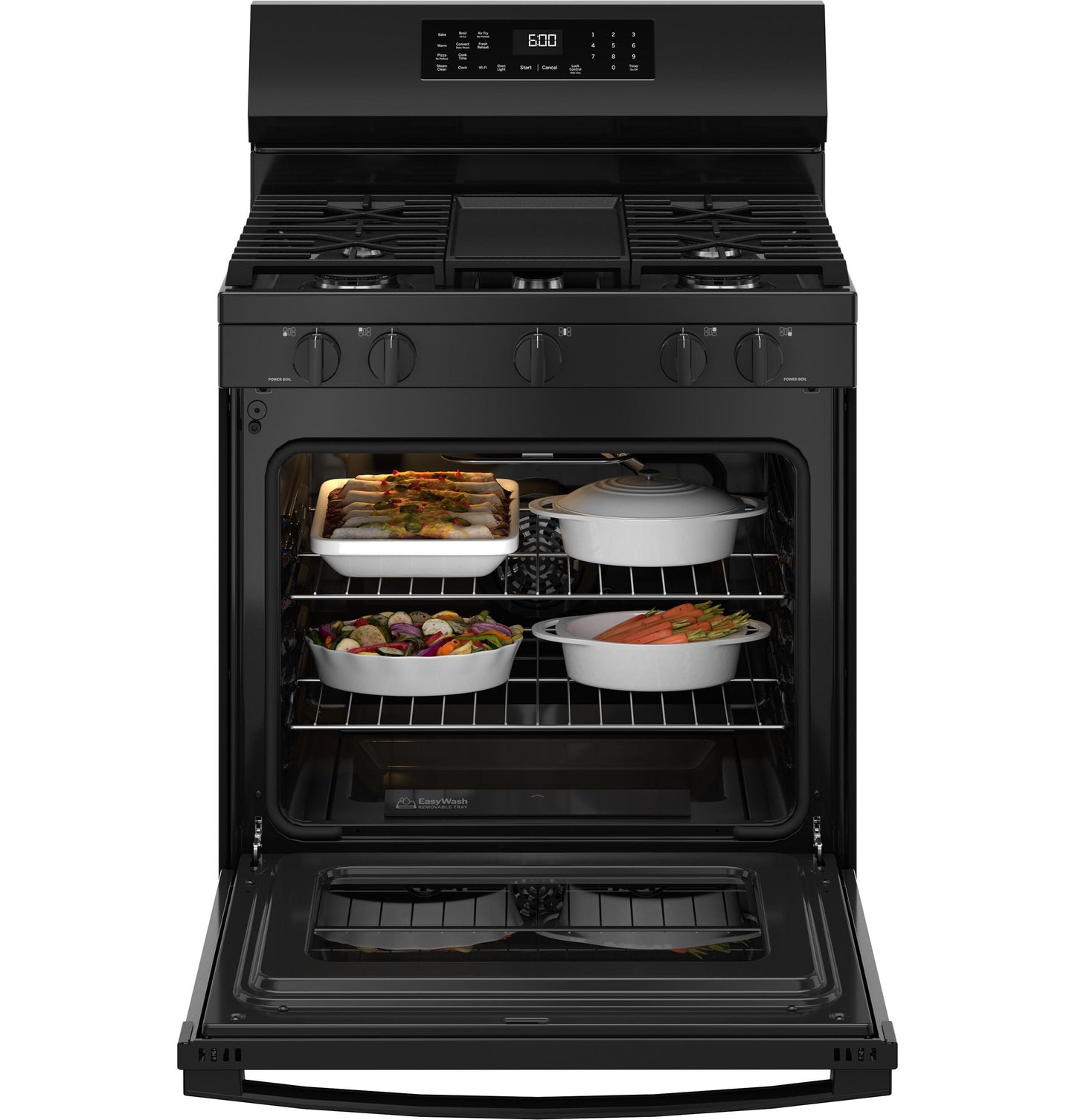 Ge Appliances GGF600AVBB Ge® 30" Free-Standing Gas Convection Range With No Preheat Air Fry And Easywash&#8482; Oven Tray