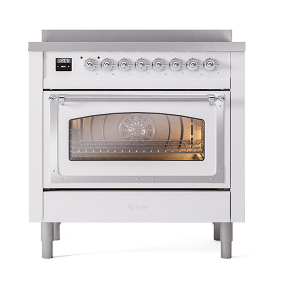 Ilve UNI366NMPWHC Ilve Uni366Nmpwhc Nostalgie Ii Noblesse 36" Induction Range (Triple Glass Door, White, Chrome)