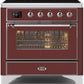 Ilve UMI09NS3BUC Majestic Ii 36 Inch Electric Freestanding Range In Burgundy With Chrome Trim