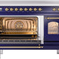 Ilve UPI486NMPMBG Nostalgie Ii 48 Inch Electric Freestanding Range In Blue With Brass Trim