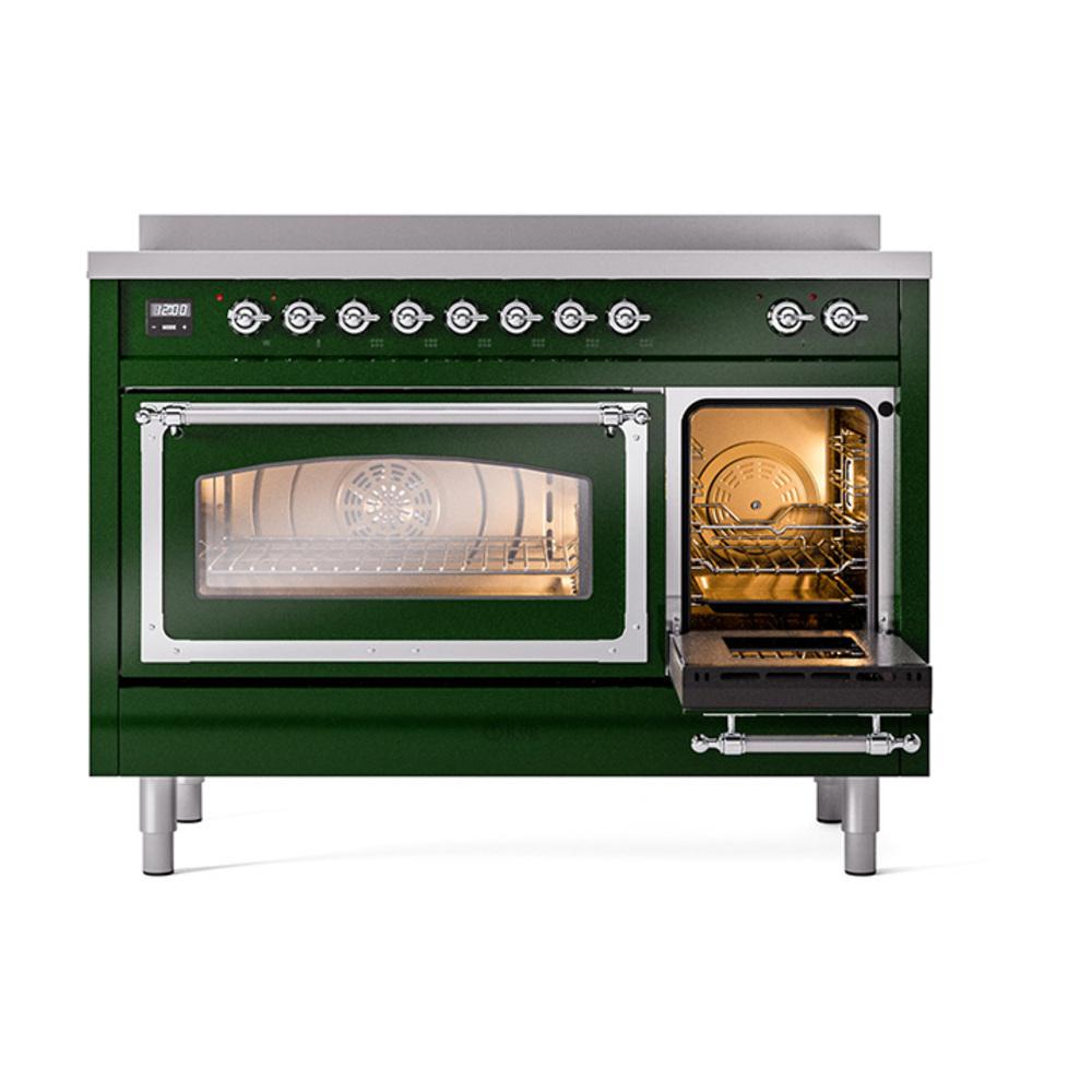 Ilve UNI486NMPEGC Ilve Uni486Nmpegc Nostalgie Ii Noblesse 48" Induction Range (Triple Glass Door, Emerald Green, Chrome)