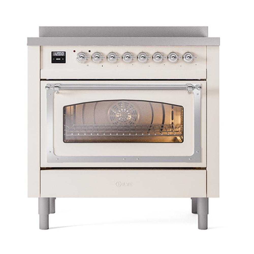 Ilve UNI366NMPAWC Ilve Uni366Nmpawc Nostalgie Ii Noblesse 36" Induction Range (Triple Glass Door, Antique White, Chrome)