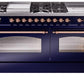 Ilve UP60FSNMPMBPLP Nostalgie Ii 60 Inch Dual Fuel Liquid Propane Freestanding Range In Blue With Copper Trim