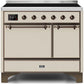 Ilve UMDI10QNS3AWB Majestic Ii 40 Inch Electric Freestanding Range In Antique White With Bronze Trim