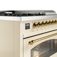 Ilve UP48FSNMPAWG Nostalgie Ii 48 Inch Dual Fuel Natural Gas Freestanding Range In Antique White With Brass Trim