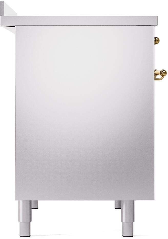 Ilve UPDI406NMPSSG Nostalgie Ii 40 Inch Electric Freestanding Range In Stainless Steel With Brass Trim