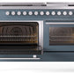 Ilve UP60FWMPBG Professional Plus Ii 60 Inch Dual Fuel Natural Gas Freestanding Range In Blue Grey With Trim