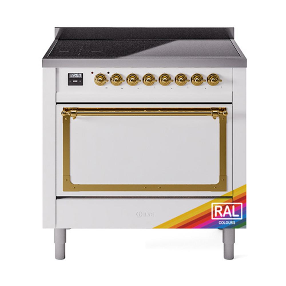 Ilve UNI366QNMPRAG Ilve Uni366Qnmprag Nostalgie Ii Noblesse 36" Induction Range (Solid Door, Ral, Brass)