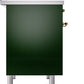 Ilve UPDI406NMPEGG Nostalgie Ii 40 Inch Electric Freestanding Range In Emerald Green With Brass Trim