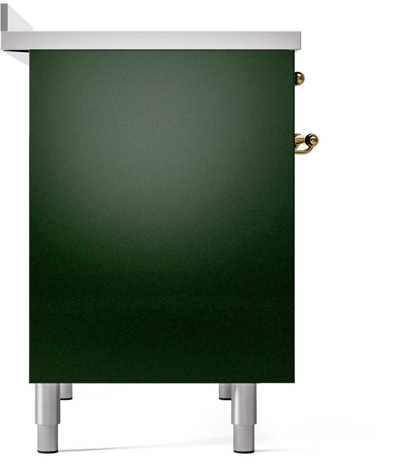 Ilve UPDI406NMPEGG Nostalgie Ii 40 Inch Electric Freestanding Range In Emerald Green With Brass Trim