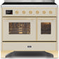 Ilve UMDI10NS3AWG Majestic Ii 40 Inch Electric Freestanding Range In Antique White With Brass Trim