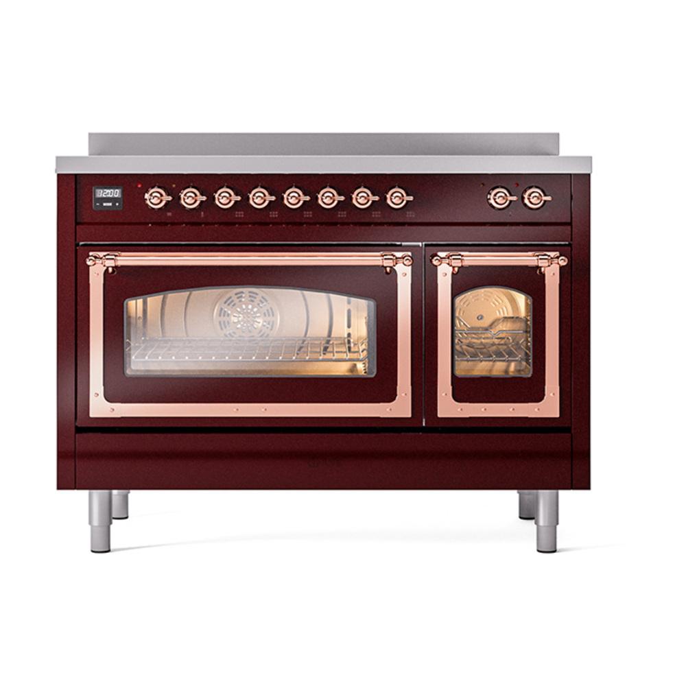 Ilve UNI486NMPBUP Ilve Uni486Nmpbup Nostalgie Ii Noblesse 48" Induction Range (Triple Glass Door, Burgundy, Copper)