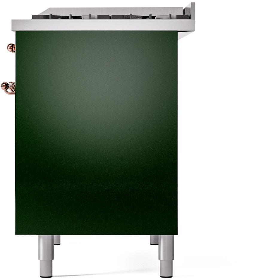 Ilve UPD40FNMPEGP Nostalgie Ii 40 Inch Dual Fuel Natural Gas Freestanding Range In Emerald Green With Copper Trim