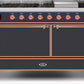 Ilve UM15FDQNS3MGPLP Majestic Ii 60 Inch Dual Fuel Liquid Propane Freestanding Range In Matte Graphite With Copper Trim