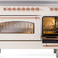 Ilve UPI486NMPAWP Nostalgie Ii 48 Inch Electric Freestanding Range In Antique White With Copper Trim