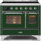 Ilve UMDI10NS3EGC Majestic Ii 40 Inch Electric Freestanding Range In Emerald Green With Chrome Trim