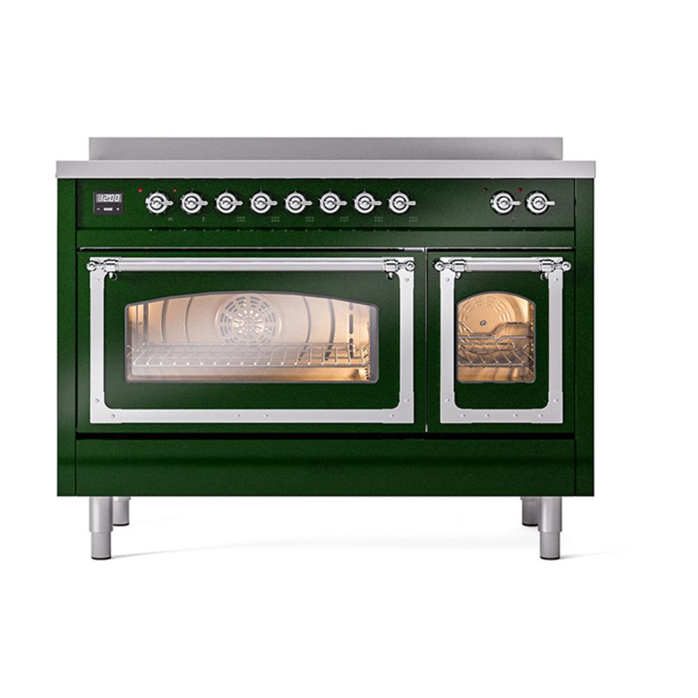 Ilve UNI486NMPEGC Ilve Uni486Nmpegc Nostalgie Ii Noblesse 48" Induction Range (Triple Glass Door, Emerald Green, Chrome)