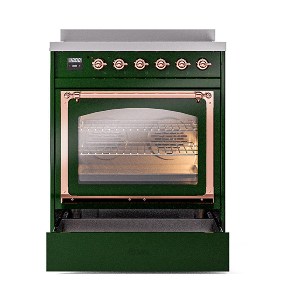 Ilve UNI304NMPEGP Ilve Uni304Nmpegp Nostalgie Ii Noblesse 30" Induction Range (Triple Glass Door, Emerald Green, Copper)