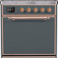 Ilve UM30DQNE3BGP Majestic Ii 30 Inch Dual Fuel Natural Gas Freestanding Range In Blue Grey With Copper Trim