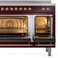 Ilve UPI486NMPBUP Nostalgie Ii 48 Inch Electric Freestanding Range In Burgundy With Copper Trim