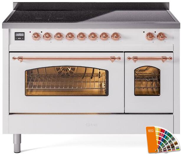 Ilve UPI486NMPRAP Nostalgie Ii 48 Inch Electric Freestanding Range In Ral Custom Color With Copper Trim