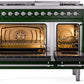 Ilve UP48FNMPEGCLP Nostalgie Ii 48 Inch Dual Fuel Liquid Propane Freestanding Range In Emerald Green With Chrome Trim