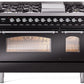 Ilve UP48FNMPBKCLP Nostalgie Ii 48 Inch Dual Fuel Liquid Propane Freestanding Range In Glossy Black With Chrome Trim