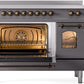 Ilve UPI486NMPMGB Nostalgie Ii 48 Inch Electric Freestanding Range In Matte Graphite With Bronze Trim