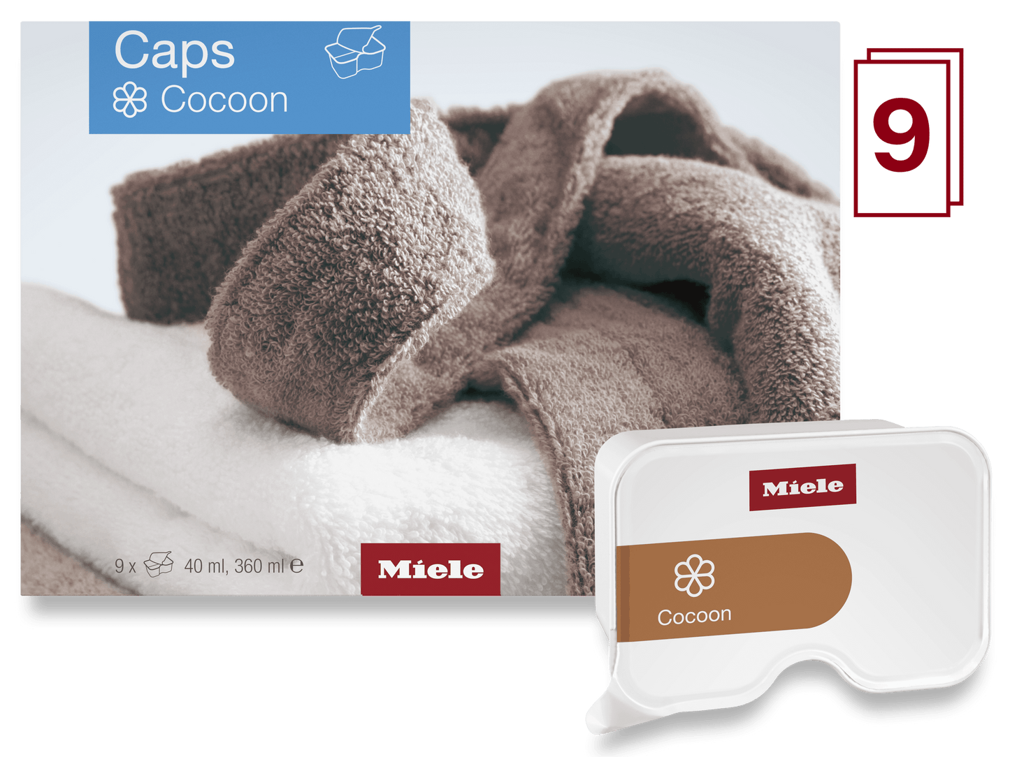 Miele WACSOC0902L Cocoon Capsules - 9-Pack Of Fabric Softener For Freshly Scented Laundry. Easyopen.