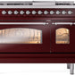 Ilve UP48FNMPBUCLP Nostalgie Ii 48 Inch Dual Fuel Liquid Propane Freestanding Range In Burgundy With Chrome Trim