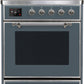 Ilve UMI30NE3BGC Majestic Ii 30 Inch Electric Freestanding Range In Blue Grey With Chrome Trim