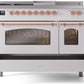 Ilve UP48FSNMPWHPLP Nostalgie Ii 48 Inch Dual Fuel Liquid Propane Freestanding Range In White With Copper Trim