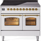 Ilve UPDI406NMPWHG Nostalgie Ii 40 Inch Electric Freestanding Range In White With Brass Trim