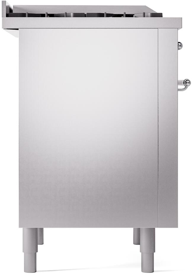 Ilve UP36FNMPSSCLP Nostalgie Ii 36 Inch Dual Fuel Liquid Propane Freestanding Range In Stainless Steel With Chrome Trim