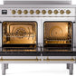 Ilve UPDI406NMPSSG Nostalgie Ii 40 Inch Electric Freestanding Range In Stainless Steel With Brass Trim