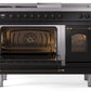 Ilve UP48FSNMPBKB Nostalgie Ii 48 Inch Dual Fuel Natural Gas Freestanding Range In Glossy Black With Bronze Trim