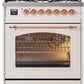 Ilve UP30NMPAWPLP Nostalgie Ii 30 Inch Dual Fuel Liquid Propane Freestanding Range In Antique White With Copper Trim