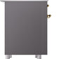 Ilve UPDI406NMPMGG Nostalgie Ii 40 Inch Electric Freestanding Range In Matte Graphite With Brass Trim