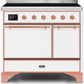 Ilve UMDI10QNS3WHP Majestic Ii 40 Inch Electric Freestanding Range In White With Copper Trim