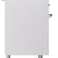 Ilve UP60FSNMPWHG Nostalgie Ii 60 Inch Dual Fuel Natural Gas Freestanding Range In White With Brass Trim